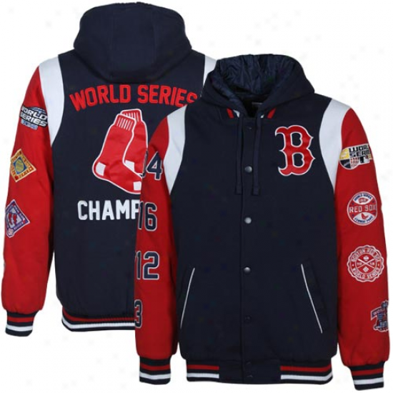 Boston Red Sox Navy Blue-red 7x Natural order Series Champs Ckmmemorative Full Button Fleece Jacket