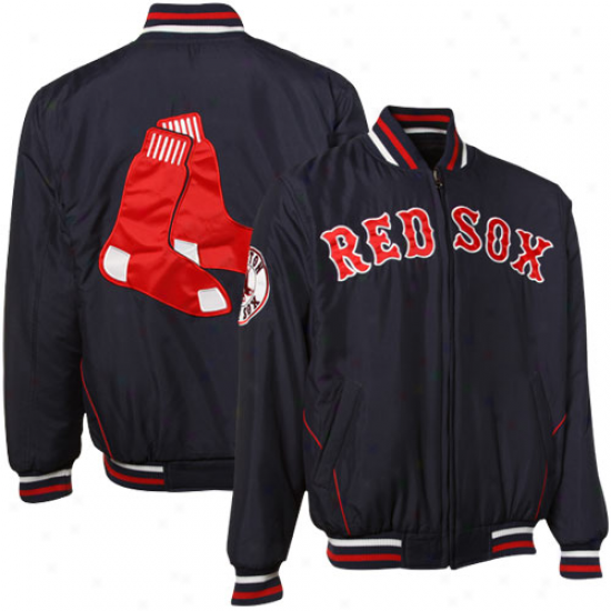 Boston Red Sox Navy lBue-red Reversible Team Varsity Full Zip Jacket