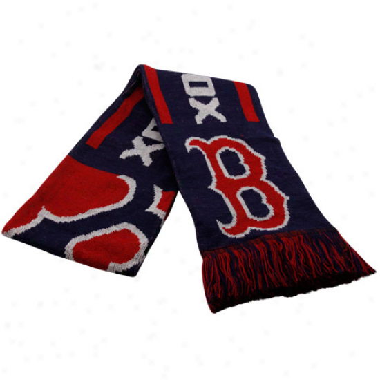 Boston Red Sox Navy Blue Team Fringe Knit Scarf