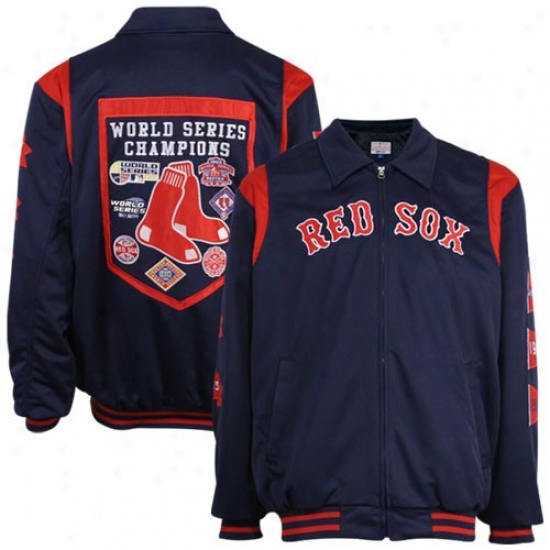 Boston Red Sox Navy Blue World Series Pennant Varsity Jacket