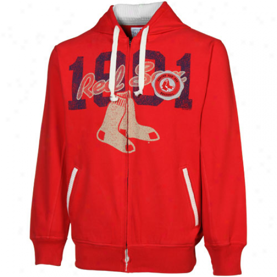 Boston Red Sox Red Inaugural Year Full Zip Hoodie Sweatshirt