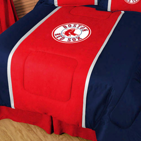 Boston Red Sox Red-navy Blue Mvp Full/queen Size Comforter