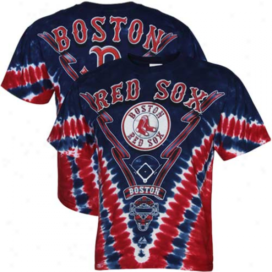 Boston Red Sox Tie-dye Prrmium T-shirt - Navy Blue-red