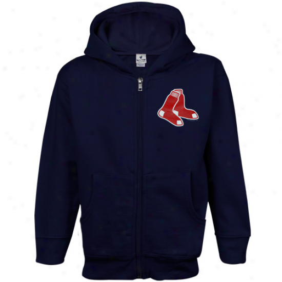 Boston Red Sox Toddler Navy Blue Big Head-cover Logo Full Zip Hoodie Sweatshirt