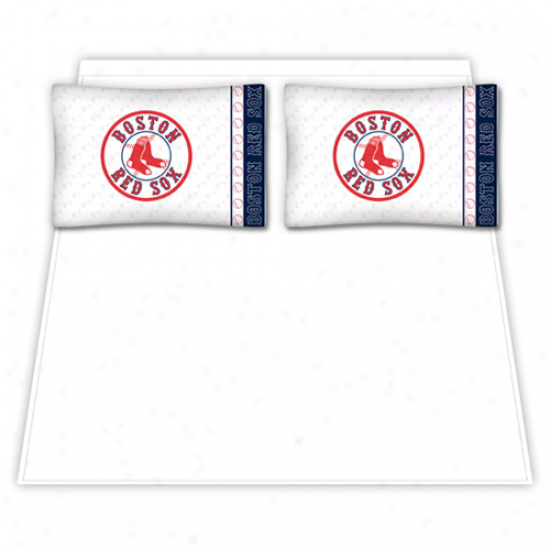 Botson Red Sox White Full Sheet Set