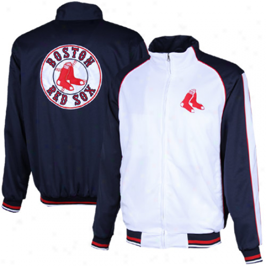 Boston Red Sox White-navy Azure Loyalty Full Zip Track Jacket