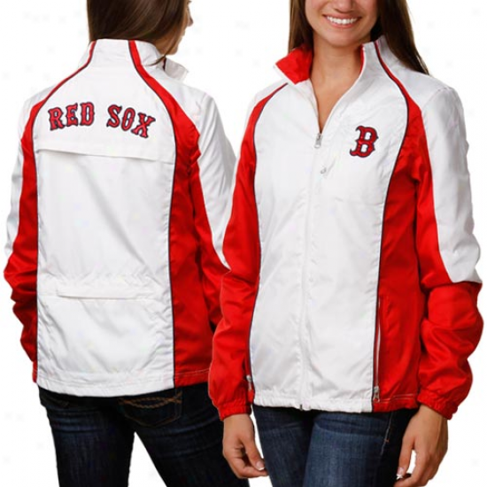 Boston Red Sox White-red Color Block Full Zip Jacket