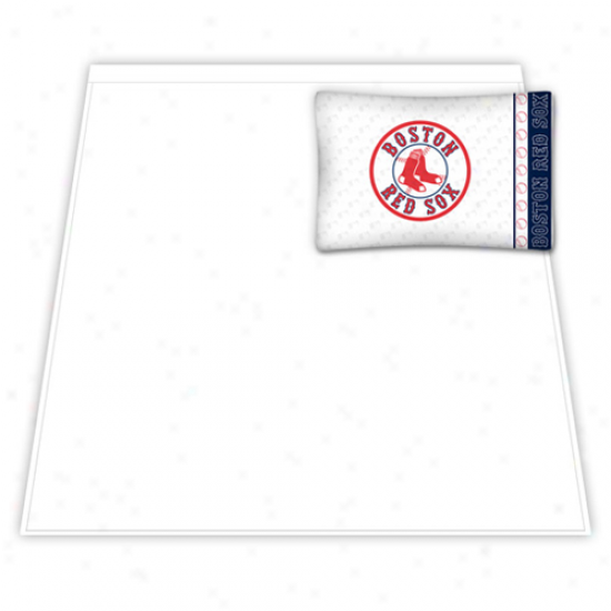 Boston Red Sox White Twin Sheet Set