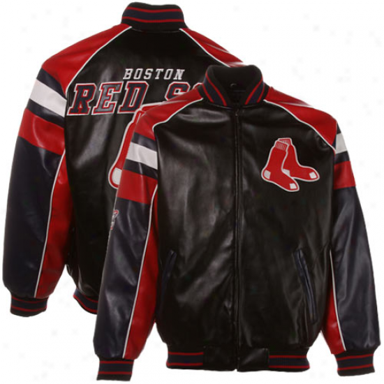 Boston Red Sox Youth Black Pleather Full Zip Jerkin