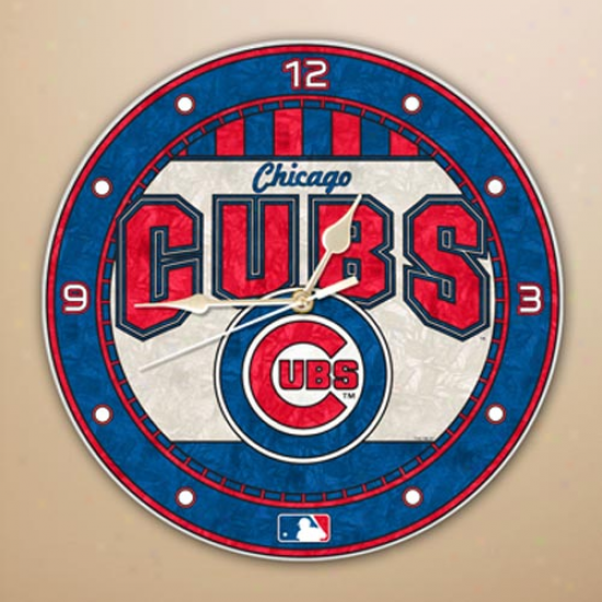 Chicago Cubs 12'' Art-glass Wall Clock