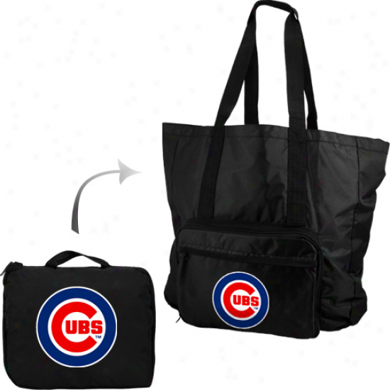 Chicago Cubs Black Fold-away Tote Bag Travel Pack