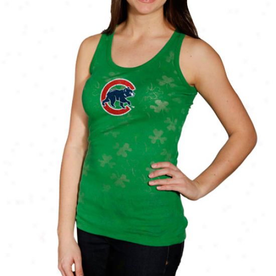 Chicago Cubs Ladies Kelly Green Colleen Sheer Ribged Tank Top