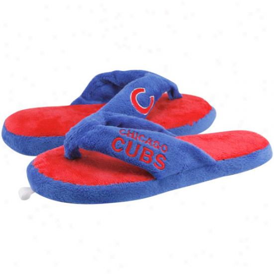 Chicago Cubs Ladies Red-blue Plush Thong Spippers