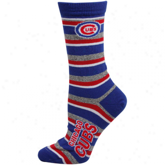 Chicago Cubs Ladies Royal Blue-gray Striped Tall Socks