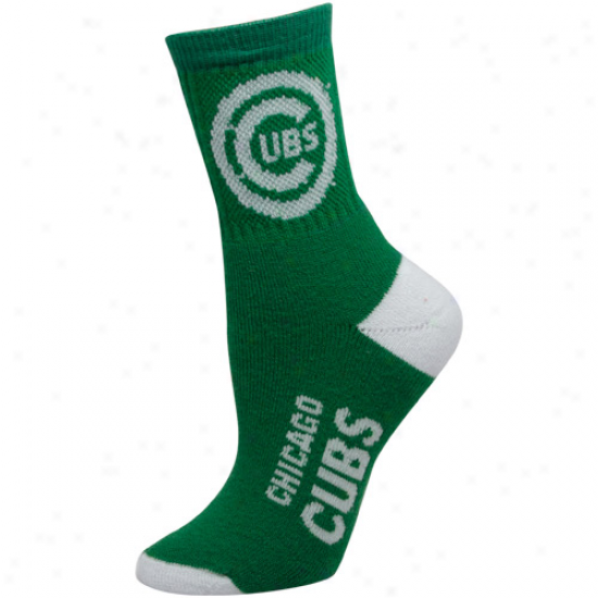 Chicago Cubs Ladies Shamrock Green-white Dual-color Team Logo Crew Socks