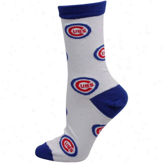 Chicago Cubs Ladies White Allover Logo Tall Socks