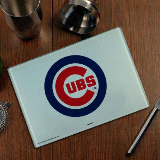 Chicago Cubs Logo Glass Cutting Board