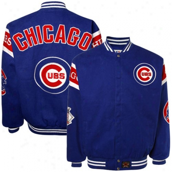 Chicago Cubs Royal Blue Full Button Twill Jacket