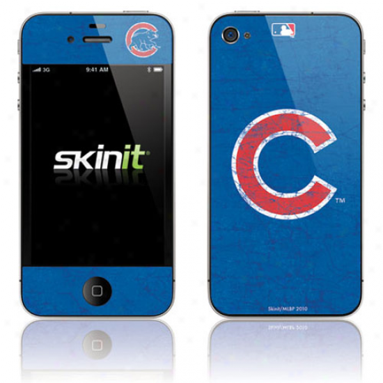 Chicago Cubs Royal Blue Iphone 4 Distressed Skin