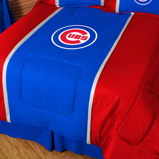 Chicago Cubs Royal Blue-red Mvp Twin Size Comforter