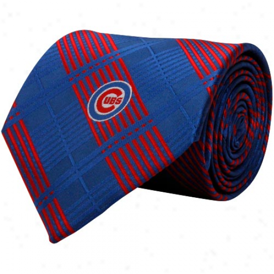 Chicafo Cubs Royal Blue-red Poly Plaid Woven Tie