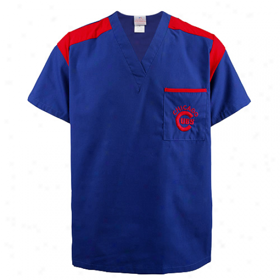 Chicago Cubs Royal Blue-red Shoulder Panels Unisex Scrub Top