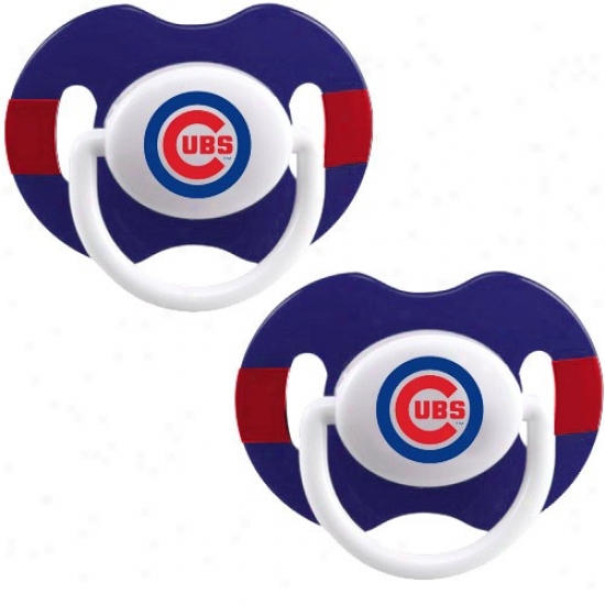 Chicago Cubs Royal Blue-red Striped 2-pack Team Logo Pavifiers