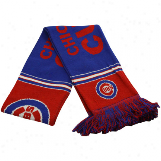 Cjicago Cubs Royal Blue-red Striped Team Scarf