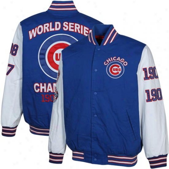 Chicago Cubs Royal Blue-white 2x World Series Champs Commemorative Cotton Canvas Saturated Button Jerkin