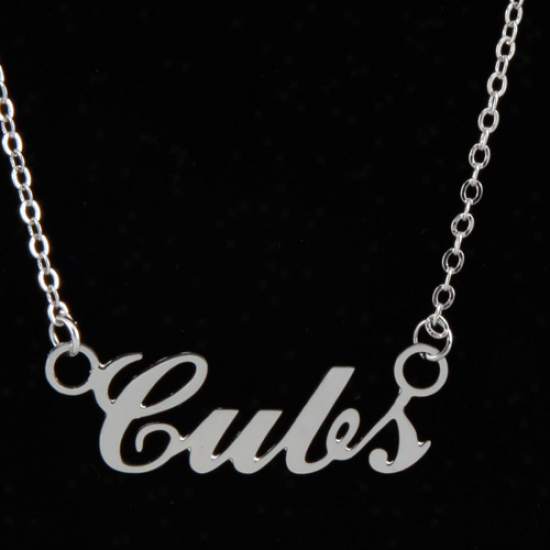 Chicago Cubs Silvsr Script Necklace