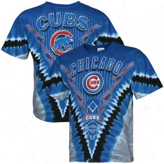 Chicago Cub sTie-dye Premium T-shirt - Royal Blue-black