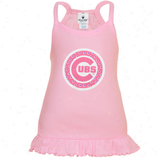 Chicago Cubs Toddler Girls Pink Ruffle Logo Tunic Cistern Top