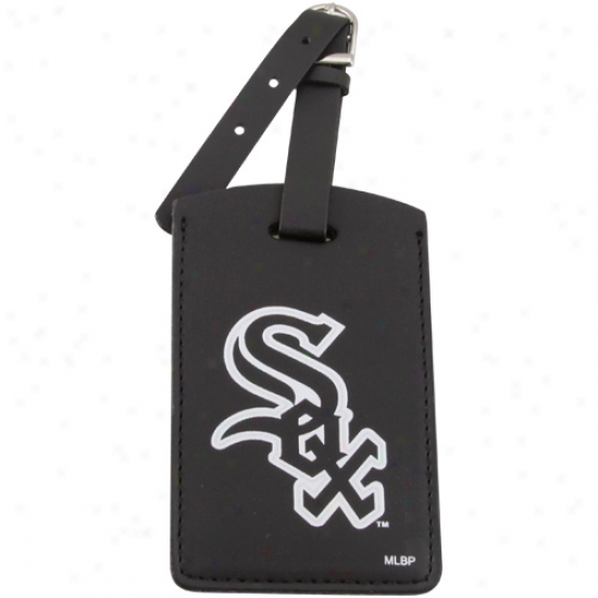 Chicago White Sox Black Leather Printed Logo Bag Tag