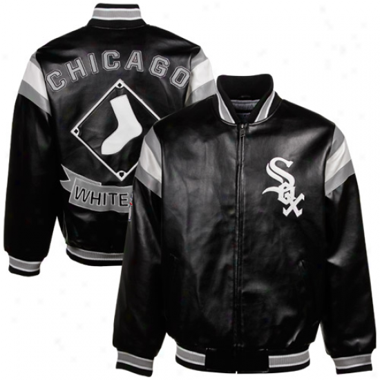 Chicago White Sox Black Plaether Varsity Full Zip Jacket