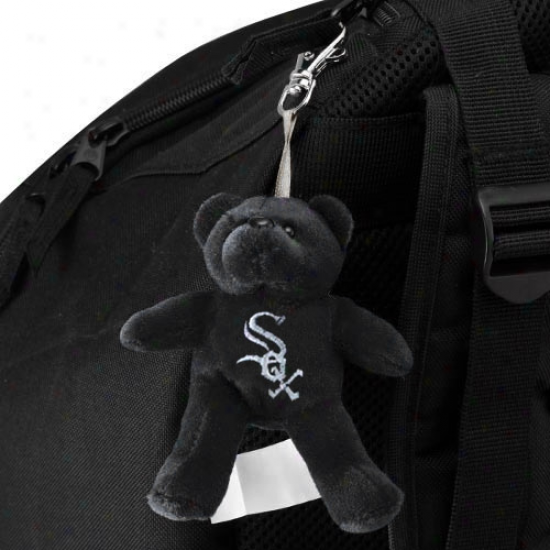 Chicago White Sox Black Plush Bear Keychain