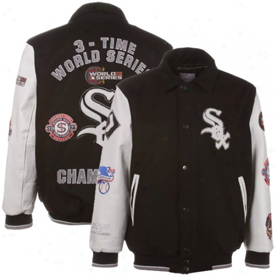 Chicago White Sox Black-white Wool And Leather Universe Series Commemorative Jerkin