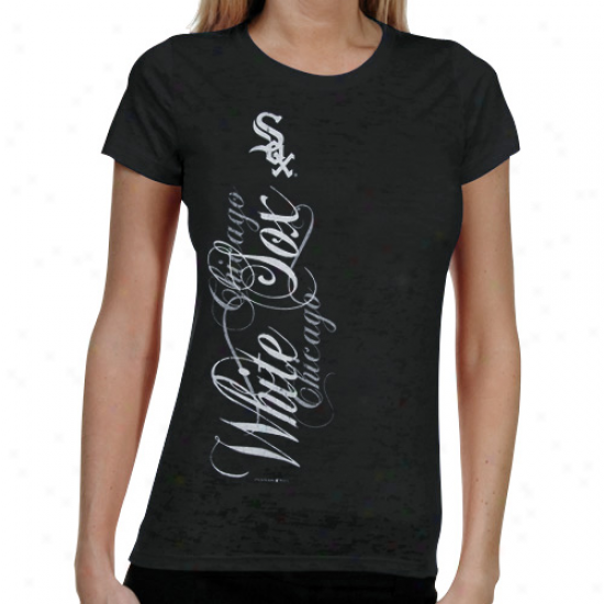 Chicago White Sox Ladies Basic Sheer Burnout Premium Company T-shirt - Black