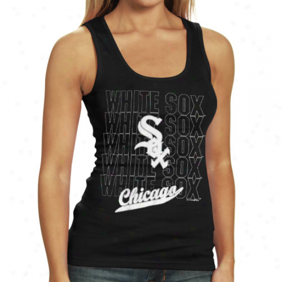 Chicago Whiite Sox Ladies Black Repeatef Tank Top