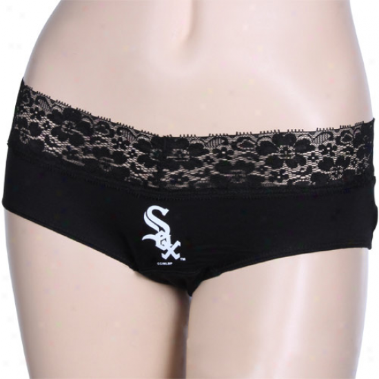 Chicago White Sox Ladies Black Super Soft Lace Trim Panties