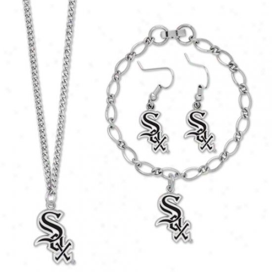 Chicago White Sox Ladies Silver-tone Jewelry Gift Set