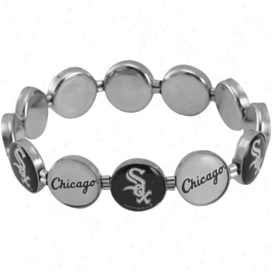 Chicago White Sox Ladies Team Logo Charm Beaded Bracelet