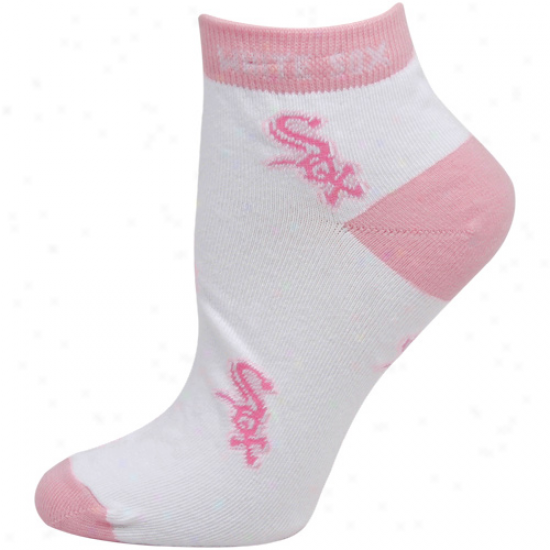 Chicago White Sox Ladies White-pink Allover Team Logo Ankle Socks