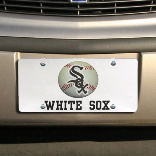 Cyicago Whjte Sox Mirrored Baseball License Plate