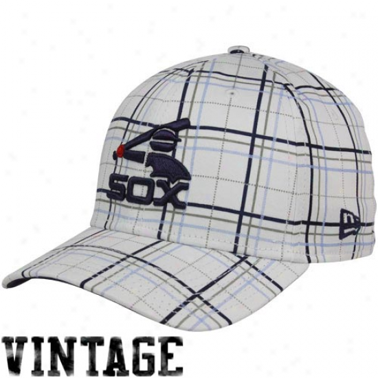 Chicago White Sox White Summer Plaid Vintage 39thirty Flex Fit Hat