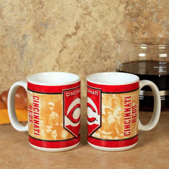 Cincinnati Reds 15oz. 2-pack Nostalgic Ceramic Mug Set