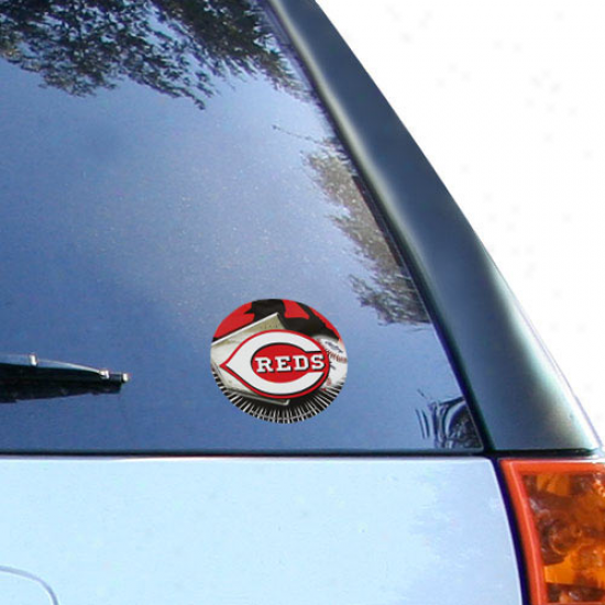 "cincinnati Reds 4.5"" Home Plate Round Vinyl Decal"