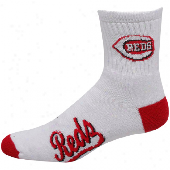 Cincinnati Reds Dual-color Logo Crew Socks - White