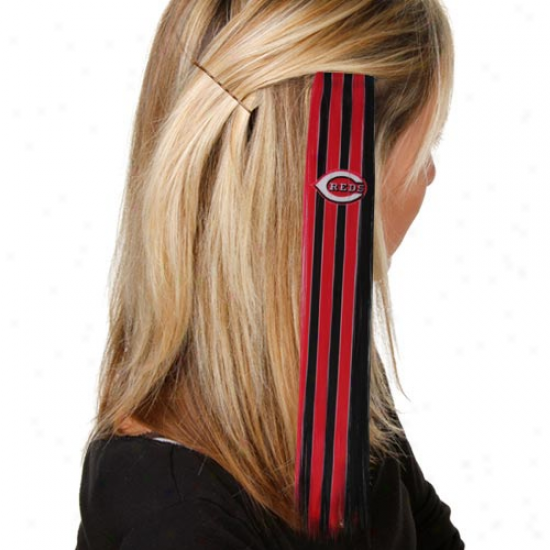 Cincinnati Reds Ladies Black-red Sports Extension Hair Clips