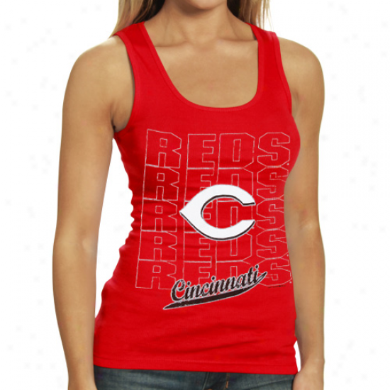 Cincinnati Reds Ladies Red Repeater Tank Top