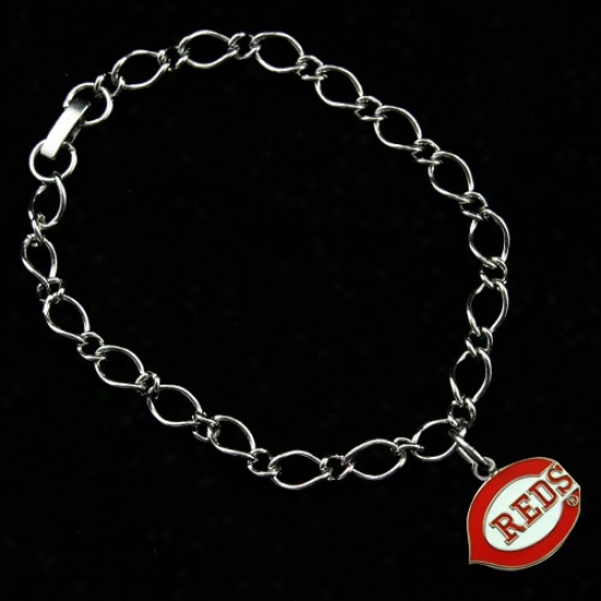 Cincinnati Reds Ladies Silver-tone Charm Bracelet